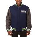 Men's JH Design Navy/Gray Seattle Seahawks Big & Tall Wool Full-Snap Jacket