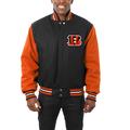 Men's JH Design Black/Orange Cincinnati Bengals Big & Tall Wool Full-Snap Jacket