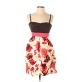 Iz Byer Casual Dress - A-Line Sweetheart Sleeveless: Red Floral Dresses - Women's Size 3