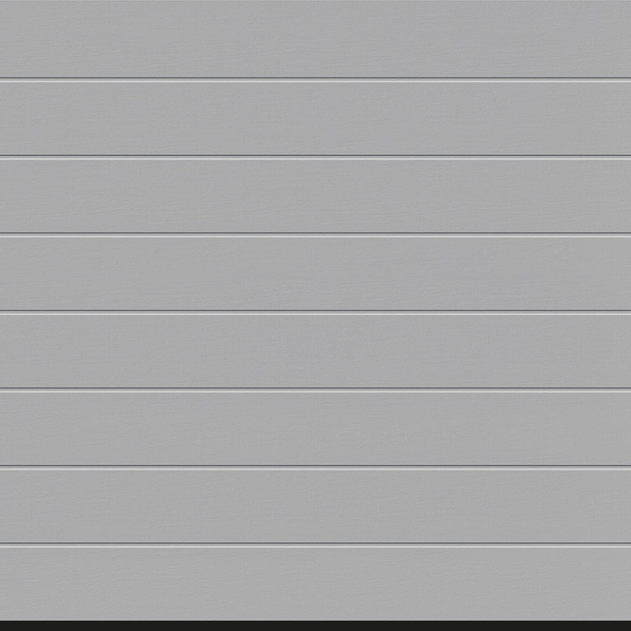 Hörmann Sektionaltor Rundum-sorglos-Paket RenoMatic Garagentor inkl. Zarge, Antrieb & Handsender, schmale Lamellen (M-Sicke), 2375x2125 mm,Weißaluminium (RAL 9006),Woodgrain Image