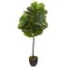 Mercury Row® 39.5" Artificial Fiddle Leaf Tree in Planter Silk/Plastic/Stone in Gray | 46 H x 16 W x 16 D in | Wayfair