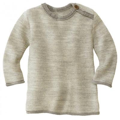 disana - Kid's Melange-Pullover - Merinopullover Gr 86/92 grau/beige