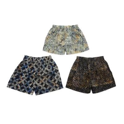 Masculine Variety,'Printed Men's Cotton Boxers from Bali (Set of 3)'