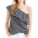 J. Crew Tops | J.Crew One-Shoulder Striped Ruffle Top (Nwt) | Color: Blue/Cream | Size: Xs