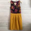 Anthropologie Dresses | Anthropologie Tabitha Lila Flock Silk Dress | Color: Purple/Yellow | Size: 0