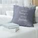 East Urban Home Handwritten Stay Hungry Quote Pillow Cover (No Fill) - Faux Leather/Suede in White/Blue | 14 H x 14 W x 0.5 D in | Wayfair