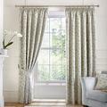 Curtina Bird Trail-Jacquard Lined Pencil Pleat Curtains, Duck Egg, 90" Width x 72" Drop (229 x 183cm)