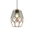 HIRO Retro Style Clear/Grey Coloured Glass Panels Ceiling Pendant Light Fitting with Antique Brass Frame