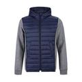 DISHANG Men's Hybrid Hooded Puffer Jacket Insulated Lightweight Winter Warm Hiking Jacket (Navy Blue, M)