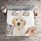 East Urban Home Dog & Cat Microfiber Farmhouse/Country Coverlet/Bedspread Set Microfiber in Gray | King Bedspread + 2 Shams | Wayfair