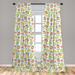 East Urban Home Ambesonne Easter Window Curtains, Patchwork Style Graphic Scrapbook Pattern w/ Daisy Sewing Buttons & Egg | 84 H in | Wayfair