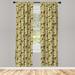 East Urban Home Ambesonne Persian 2 Panel Curtain Set, Middle East Paisley Motifs w/ Ornamentals Designs On Pale Green Background | 95 H in | Wayfair