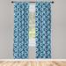 East Urban Home Ambesonne Blue 2 Panel Curtain Set, Pattern Of Hawaiian Hibiscus Flowers & Leaves Exotic Hawaii Island Nature | 84 H in | Wayfair