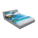 East Urban Home Exotic Beach w/ Sand & Palm Tree Forest Sky & Clouds Sheet Set Microfiber/Polyester | Full/Double | Wayfair