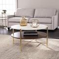 Willa Arlo™ Interiors Trosper Coffee Table w/ Storage Wood/Faux Marble in Brown/Gray/White | 18 H x 33.25 W x 33.25 D in | Wayfair