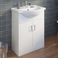 ESSENTIALS 650mm Bathroom Vanity Unit & Basin Sink Gloss White Floorstanding Tap + Waste