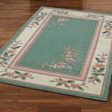 Elegant Corner Floral II Rectangle Rug, 8' x 11', Classic Green