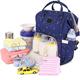 Mummy Bag Multi-Function Large-Capacity Mummy Bag Shoulders Out Backpack Fashion Mother Bag Dark Blue