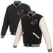 Men's JH Design Black/White Arizona Cardinals 19 Mens Reversible Fleece Jacket W/ Faux Leather Sleeves