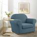 Winston Porter Howkwa Textured Grid Stretch Box Cushion Armchair Slipcover, Polyester in Green/Gray/Blue | 42 H x 47 W x 42 D in | Wayfair