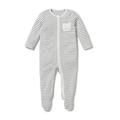 MORI Zip-Up Sleepsuit, 30% Organic Cotton & 70% Bamboo, available from newborn up to 2 years (Newborn, Grey Stripe)