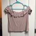 American Eagle Outfitters Tops | American Eagle Fancy Off The Shoulder Top | Color: Purple/White | Size: S
