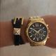 Michael Kors Jewelry | Black Michael Kors Wrap Bracelet With Rhinestone | Color: Black/Gold | Size: Os