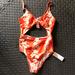 Urban Outfitters Swim | Brand New With Tags One Piece Swim. | Color: Orange/White | Size: M