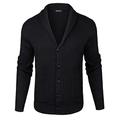 Sykooria Mens Shawl Neck Knitted Grandad Cardigan Button Long Sleeve Sweater Coats Classic Cable Knit Sweater Overcoat