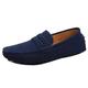 PPXID Men's Penny Loafers Slip-On Suede Moccasins Deck Boat Shoes Dark Blue 8 UK