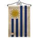 Breeze Decor Uruguay of the World 2-Sided Burlap 19 x 13 in. Flag Set in Blue/Brown | 18.5 H x 13 W x 0.1 D in | Wayfair