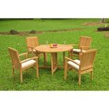 Rosecliff Heights Nibbi 5 Piece Teak Outdoor Dining Set Wood/Teak in Brown/White | 30.5 H x 48 W x 48 D in | Wayfair