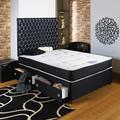 Home Furnishings UK Hf4you Black Chester Ortho Divan Bed - 4ft6 Double - 2 Drawers - Foot End - 30" Black Faux Leather Headboard