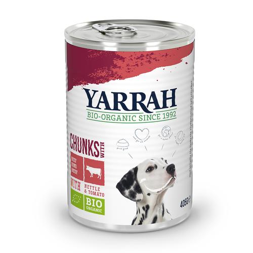 6 x 405 g Bio Rind mit Brennnessel & Tomate Yarrah Hundefutter nass