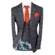 Designer Men's Bonita Blue Slim Fit Tweed Check 3 Piece Suit Size 42 UK/US 52 EU Chest, 34 in. Trousers