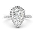 Sterling Silver Simulated Pear-Shaped Diamond Halo Engagement Ring with Side Stones Promise Bridal Ring (9)