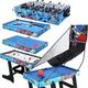 5 In 1 Muliti Sports Game Table, Folding 4FT Combo Table-Soccer Foosball Table, Pool Table, Air Hockey Table, Table Tennis Table,Basketball Great Gifts for Kids (Blue)