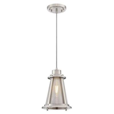 Westinghouse 63618 - 1 Light Brushed Nickel Finish with Mesh and Clear Glass Mini Pendant Light Fixture (1LT Pend BN w/Clr Gls w/BN Mesh)