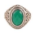 Forest Checkerboard,'6-Carat Green Onyx Single-Stone Ring from India'