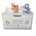 Little Secrets Gifts Personalised Children's White Wooden Toy Storage Box with Footprint Design
