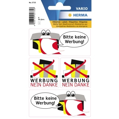 HERMA Hinweisetikett Keine Werbung 5735 wetterfest sort. 4 St./Pack. Image
