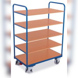 VARIOfit Etagenwagen, Tragl. 250kg, 5 Etage(n), Ladefl. LxB 850x500mm, Holzböden, RAL5010 Image