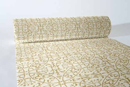 MANK Tischläufer Airlaid Claudio in Champagner Gold, 40 cm x 24 m, 1 Stück - Ornamente Strukturen Image