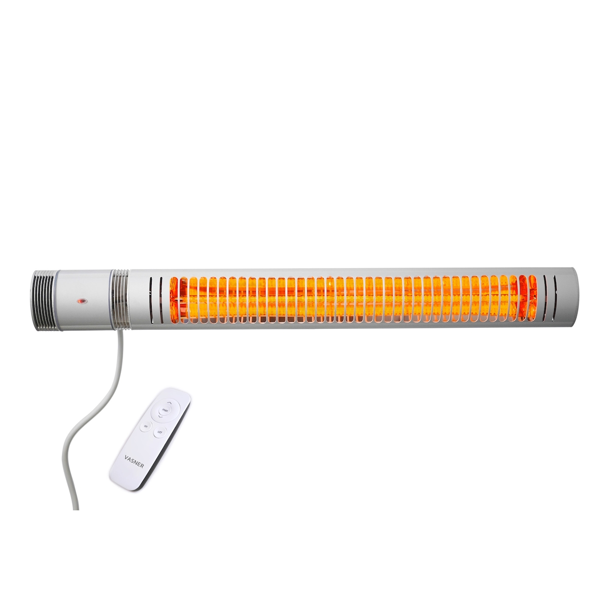 VASNER SlimLine X20 Outdoor Heizstrahler schmal silber, Terrassenheizstrahler 2000 Watt, 6 Heizstufen, IP65 Nässeschutz Image