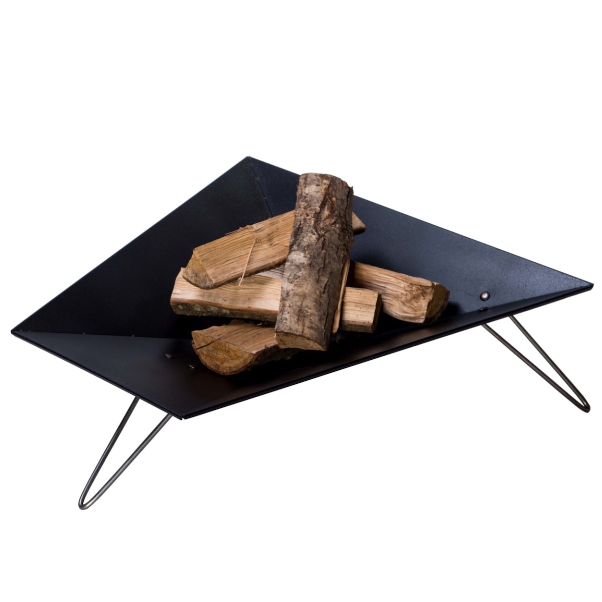 VASNER Merive M3 Feuerschale schwarz mit drei Edelstahl Hairpin Beinen, offenes Design mit 360° Wärmeabgabe Image