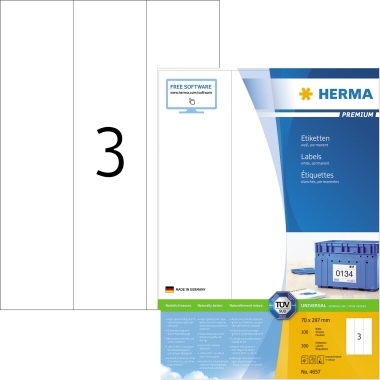 HERMA Etikett Premium 4657 70x297mm weiß 300 St./Pack. Image