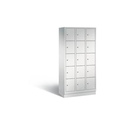 C+P Schließfachschrank Classic, 3x5 Fächer, 180x90x50cm, hellgrau