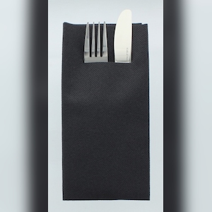 Mank Besteckservietten Airlaid Schwarz, 40 x 40 cm, 75 Stück - Bestecktaschen Image