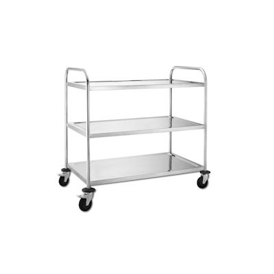 METRO PROFESSIONAL Servierwagen GST2003, Edelstahl, 85 x 52.6 x 94 cm, 3 Etagen, 90 KG, mit Bremsen, silber Image