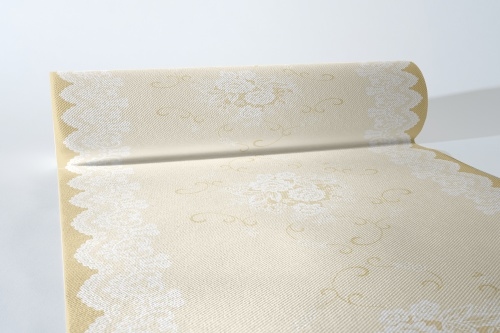MANK Airlaid Tischläufer Franziska in Beige, 40 cm x 24 m , 1 Stück - Ornamente Blütendesign Image
